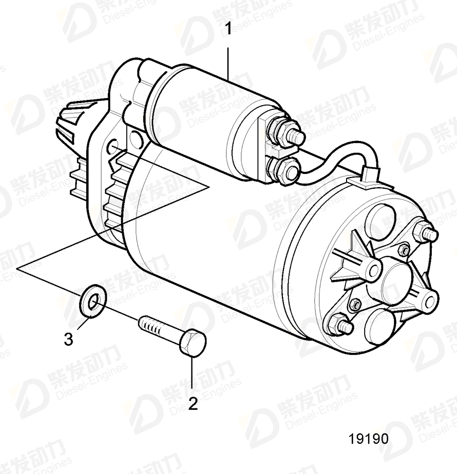 volvo penta Starter motor, 24V 20459041 Drawing volvo penta Starter motor, 24V 20459041 Drawing